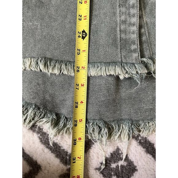 POL Cable Knit Sleeve Raw Hem Denim Jean Shacket Jacket Sz S NWT - Picture 11 of 12